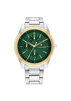 Tommy Hilfiger Men’s Tyler Watch, Silver & Green