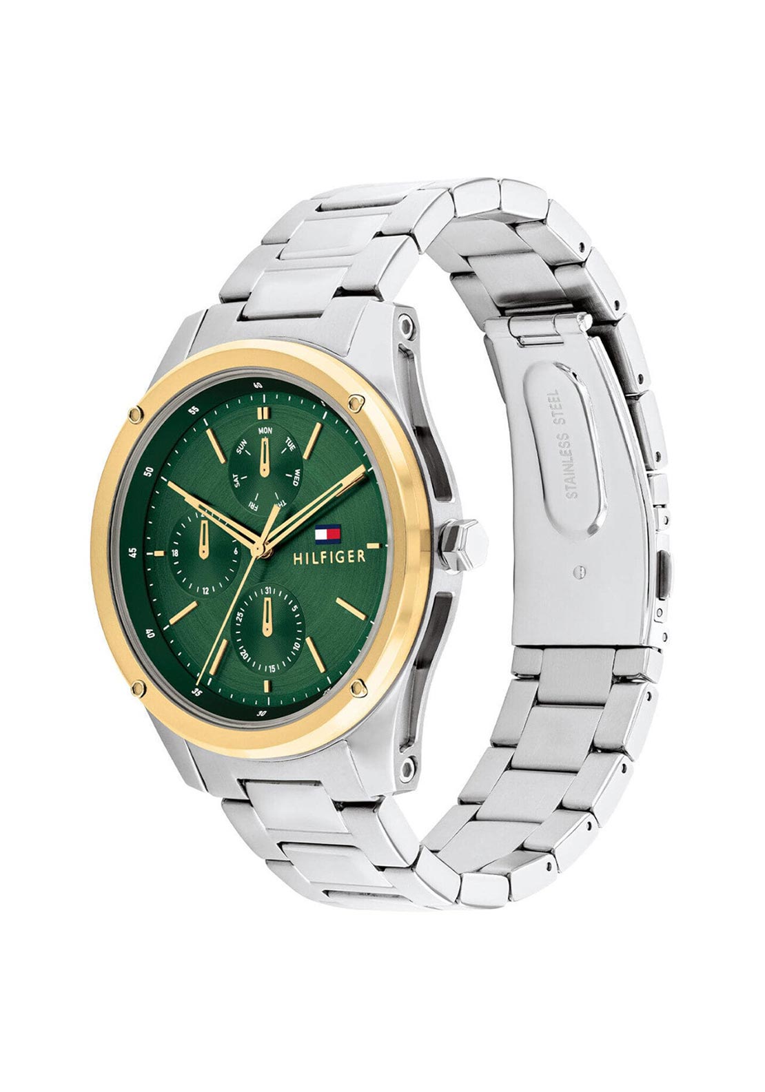 Tommy Hilfiger Men’s Tyler Watch, Silver & Green