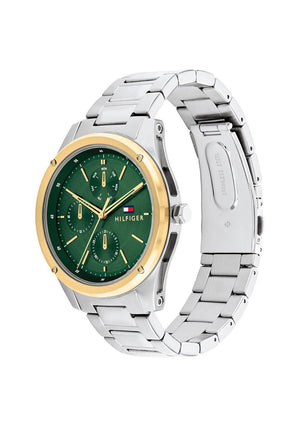 Tommy Hilfiger Men’s Tyler Watch, Silver & Green
