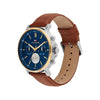 Tommy Hilfiger Men’s Tyson Tan Leather Strap Watch, Gold & Blue