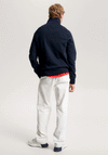 Tommy Hilfiger Mixed Media Half Zip Sweatshirt, Desert Sky