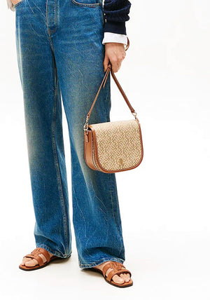 Tommy Hilfiger Monogram Saddle Crossbody Bag, Warm Beige