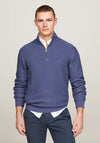 Tommy Hilfiger Oval Waffle Knit Quarter Zip Sweater, Faded Indigo