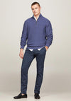 Tommy Hilfiger Oval Waffle Knit Quarter Zip Sweater, Faded Indigo