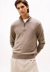 Tommy Hilfiger Pima Cotton Half Zip Sweater, Taupe Heather