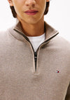Tommy Hilfiger Pima Cotton Half Zip Sweater, Taupe Heather