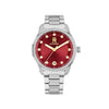 Tommy Hilfiger Ladies Red Dial Watch, Silver
