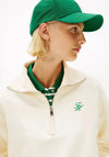 Tommy Hilfger Womens Embroidery Script Terry Half Zip Sweatshirt, Cream