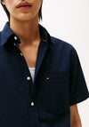 Tommy Hifiger Seersucker Short Sleeve Shirt, Navy