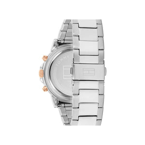 Tommy Hilfiger Men’s Stewart Blue Dial Watch, Silver & Rose Gold