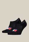Tommy Jeans 2 Pack Flag Anti-Slip No-Show Socks, Black