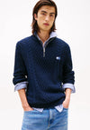 Tommy Hilfiger Cable Knit Quarter Zip Sweater, Navy