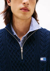Tommy Hilfiger Cable Knit Quarter Zip Sweater, Navy