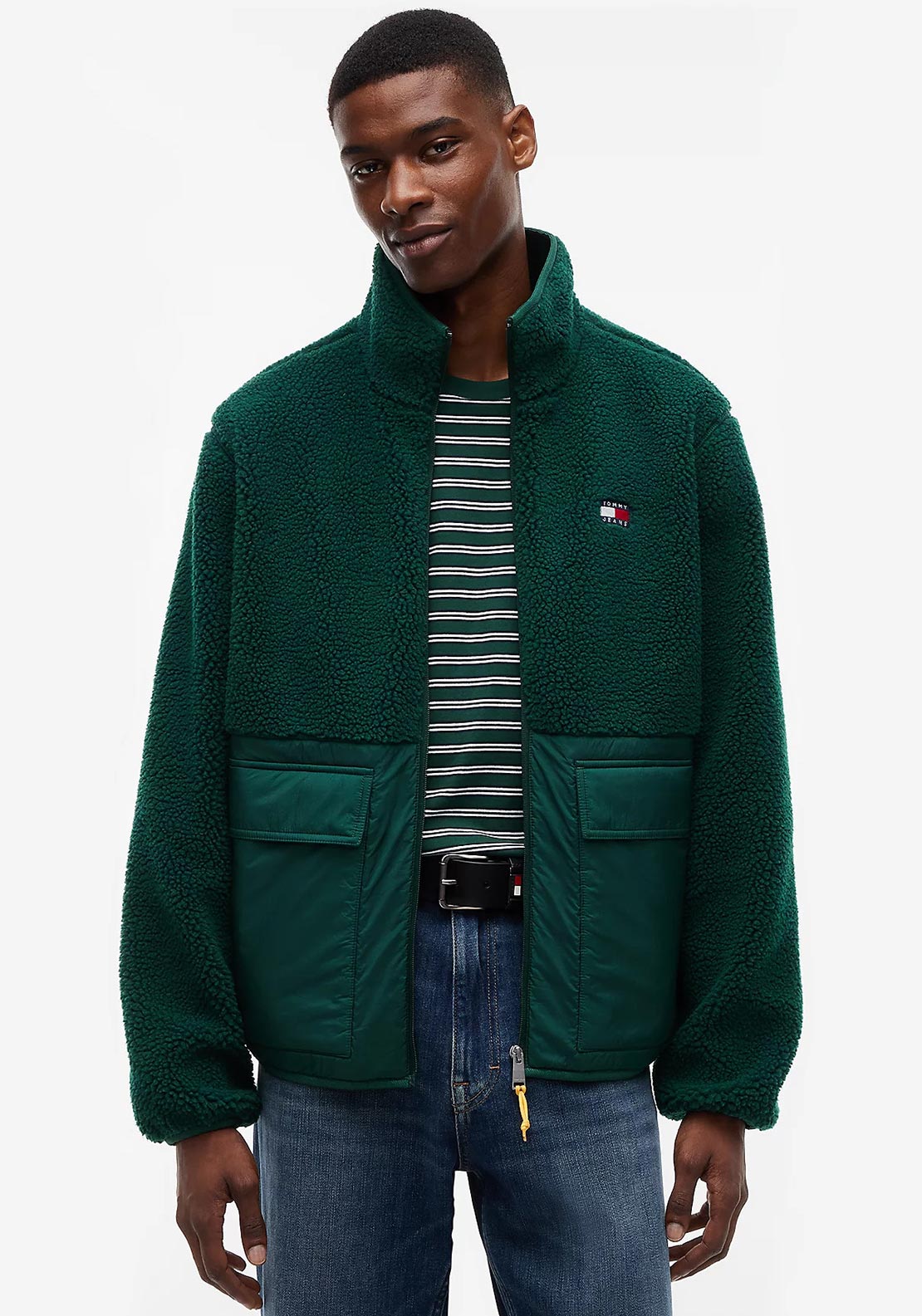 Tommy Jeans Essential Teddy Full Zip Fleece, Velvet Green