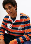 Tommy Jeans Heritage Stripe Rugby Shirt, Orange & Navy