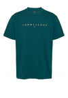 Tommy Jeans Linear Gold Logo T-Shirt, Deep Seawater Green