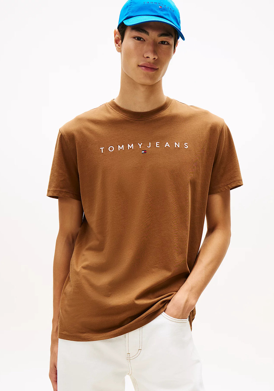 Tommy Jeans Logo Embroidery T-Shirt, Brown