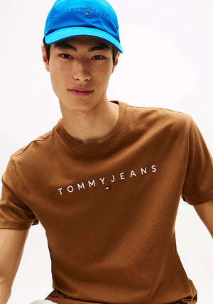 Tommy Jeans Logo Embroidery T-Shirt, Brown