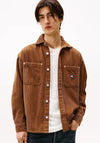Tommy Jeans Logo Relaxed Fit Corduroy Shirt, Pecan Nut