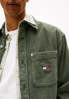 Tommy Jeans Logo Relaxed Fit Corduroy Shirt, Pewter Green