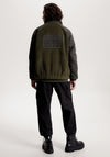 Tommy Jeans Mixed Media Sherpa Full Zip Jacket, Olive Green