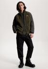Tommy Jeans Mixed Media Sherpa Full Zip Jacket, Olive Green
