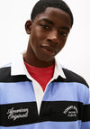 Tommy Jeans Stripe Graphic Rugby Shirt, Iris Blue & Navy