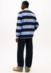 Tommy Jeans Stripe Graphic Rugby Shirt, Iris Blue & Navy