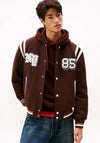Tommy Jeans Varsity Logo Applique Bomber Jacket, Brown