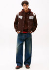 Tommy Jeans Varsity Logo Applique Bomber Jacket, Brown
