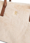 Tommy Hilfiger Popette Faux Fur Elongated Tote Bag, Beige