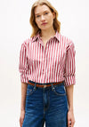 Tommy Hilfiger Classic Oversized Fit Poplin Shirt, Wine and White