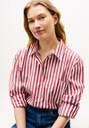 Tommy Hilfiger Classic Oversized Fit Poplin Shirt, Wine and White