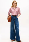 Tommy Hilfiger Classic Oversized Fit Poplin Shirt, Wine and White