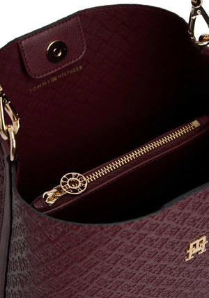 Tommy Hilfiger Textured Medium Shoulder Bag, Burgundy