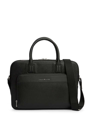 Tommy Hilfiger Textured Slim Laptop Bag, Black