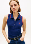 Tommy Hilfiger 1985 Slim Fit Pique Sleeveless Polo Shirt, Navy