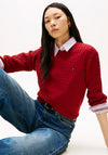 Tommy Hilfiger Womens Cable Knit Sweater, Red