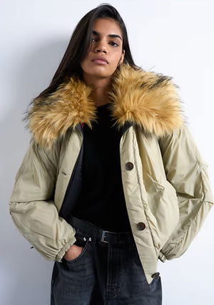 TOPSHOP Elly Reversible Padded Jacket, Green