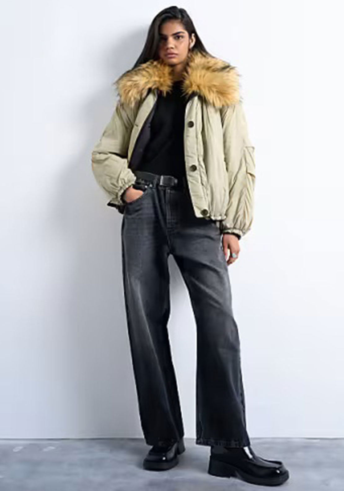 TOPSHOP Elly Reversible Padded Jacket, Green