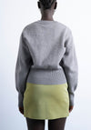 TOPSHOP Belle Round Neck Knit Sweater, Grey