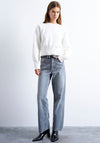 TOPSHOP Belle Round Neck Knit Sweater, Cream