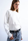 TOPSHOP Belle Round Neck Knit Sweater, Cream