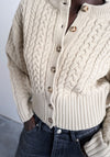 TOPSHOP Mira Cable Knit Cardigan, Beige