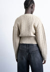 TOPSHOP Mira Cable Knit Cardigan, Beige