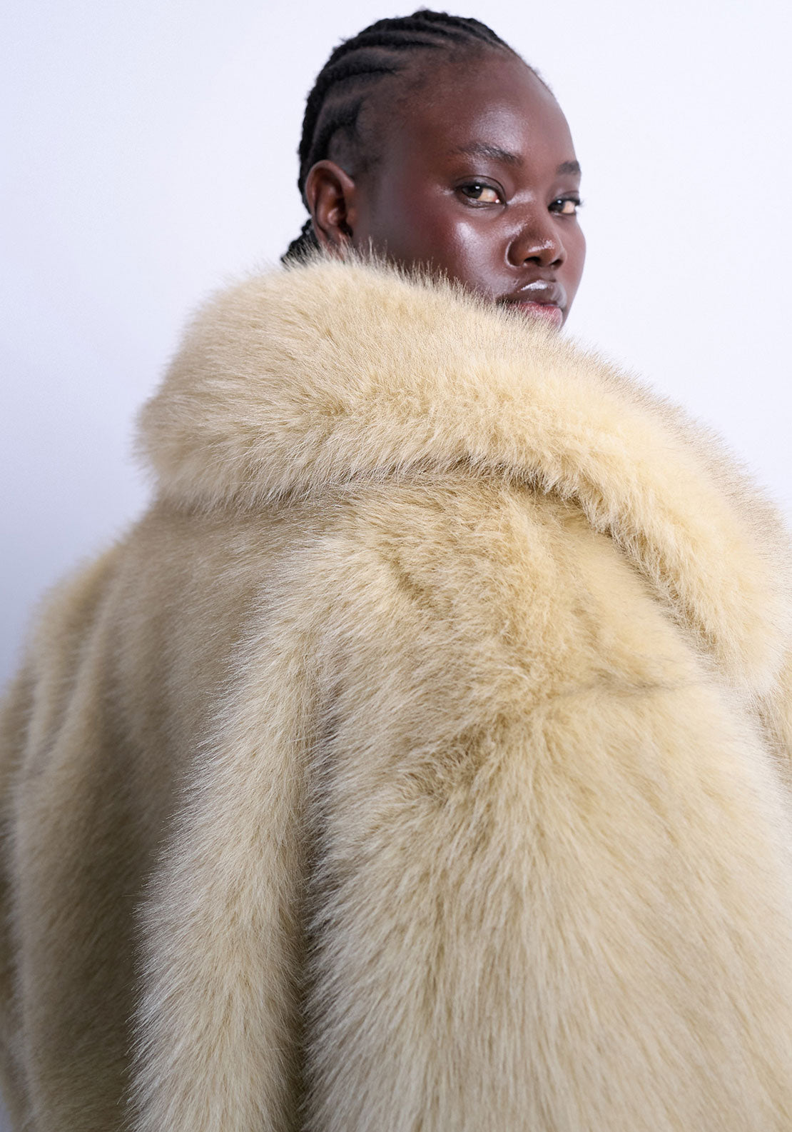 TOPSHOP Bea Fur Jacket, Beige