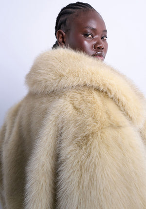 TOPSHOP Bea Fur Jacket, Beige