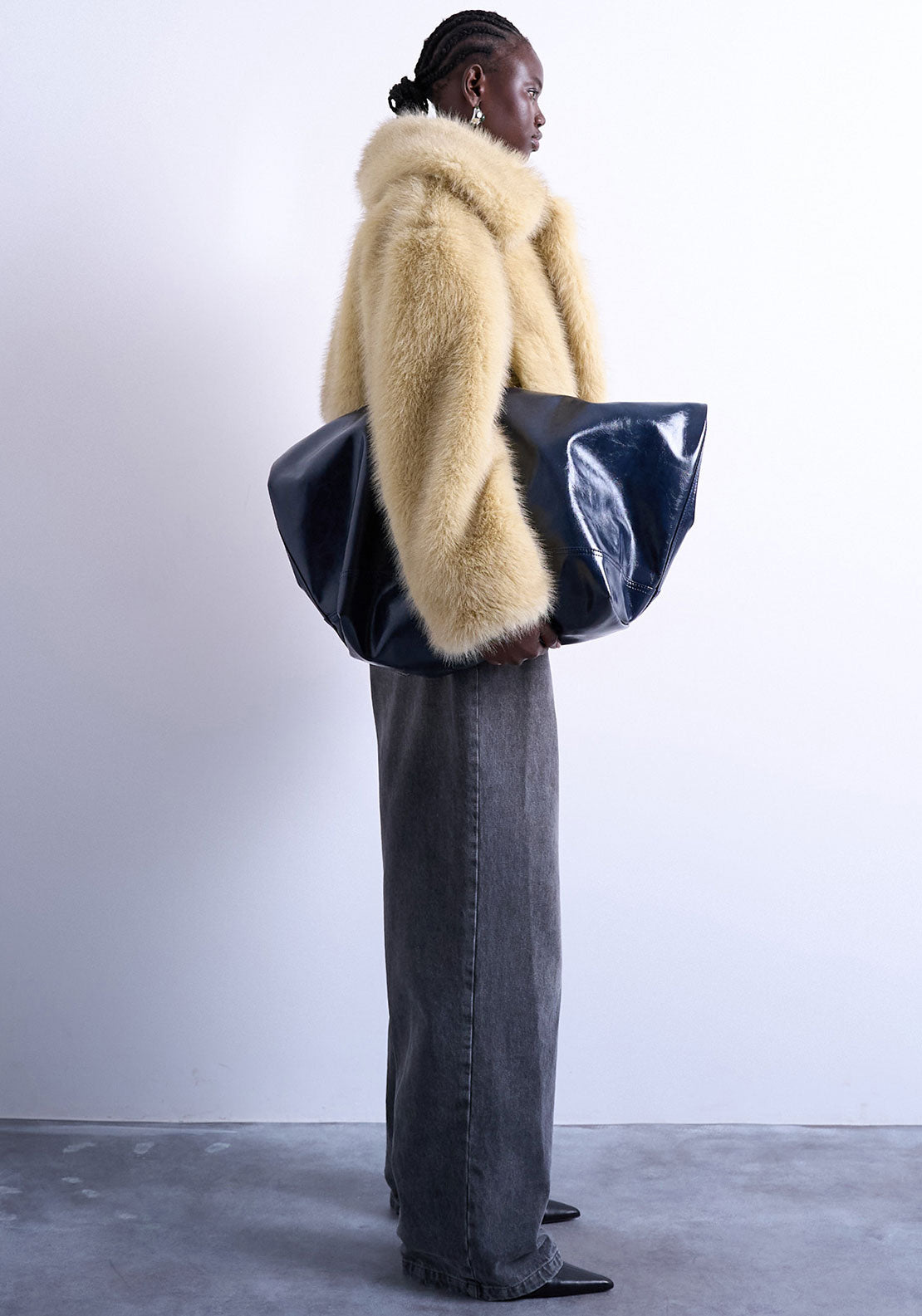 TOPSHOP Bea Fur Jacket, Beige