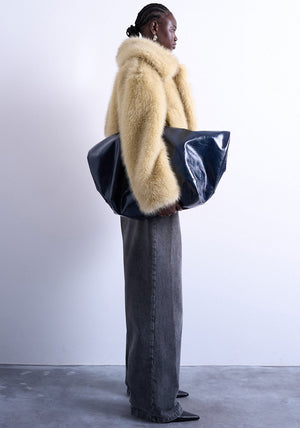 TOPSHOP Bea Fur Jacket, Beige