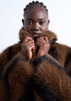 TOPSHOP Emma Faux Fur Jacket, Brown